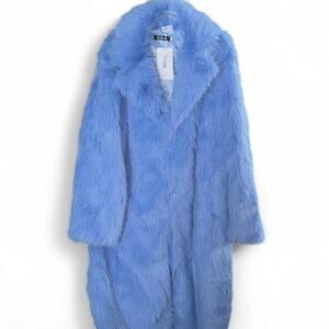 Gorgeous! Pastel Periwinkle Blue Faux Fur Maxi Coat 2XL Glamour Cutegoth